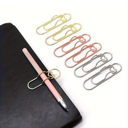 Heart-Shaped Notebook Pen Clip Set