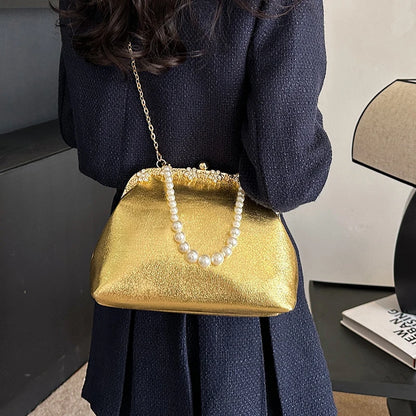 Luxury Pearl Chain Minaudière Shoulder Bag
