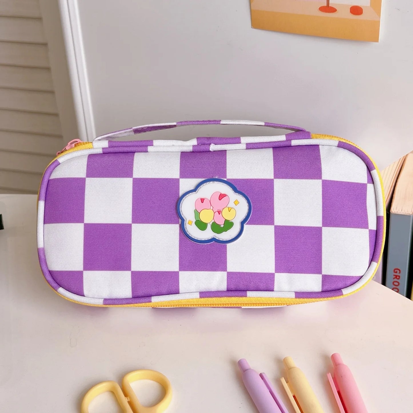 Checkerboard Large Pencil Case