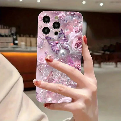 Mobile Phone Case – Oil Painting Pink Rose Flower Phone Case For iPhone