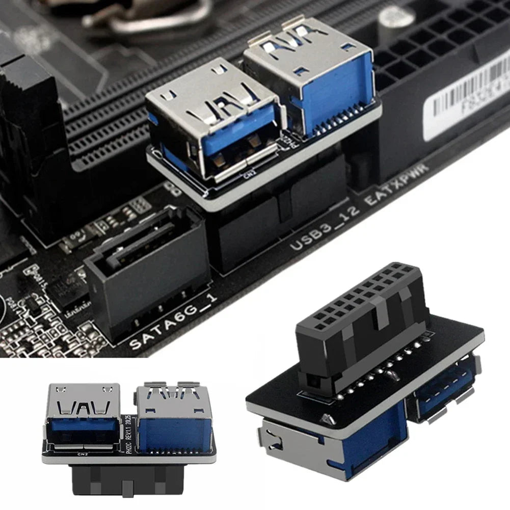 USB 3.0 19/20-Pin to Dual USB-A Motherboard Adapter