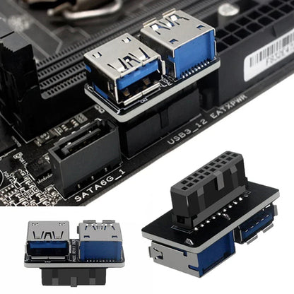 USB 3.0 19/20-Pin to Dual USB-A Motherboard Adapter