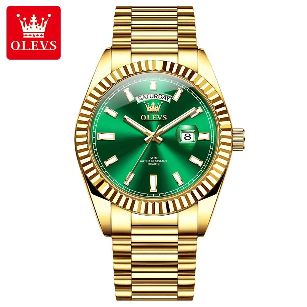 OLEVS Men's Rose Gold Stainless Steel Quartz Watch