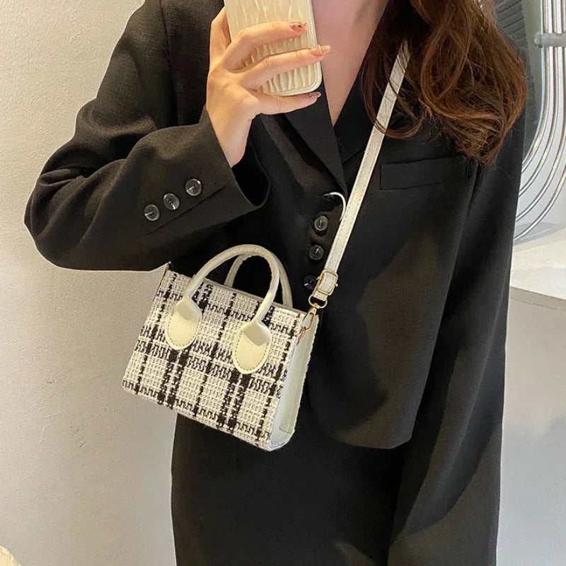 Women Mini Handbag – Plaid Shoulder & Crossbody Bag