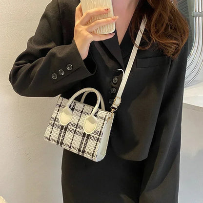 Women Mini Handbag – Plaid Shoulder & Crossbody Bag