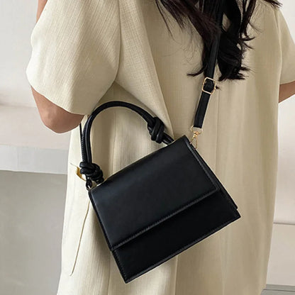 Solid Pu Leather Shoulder Bag