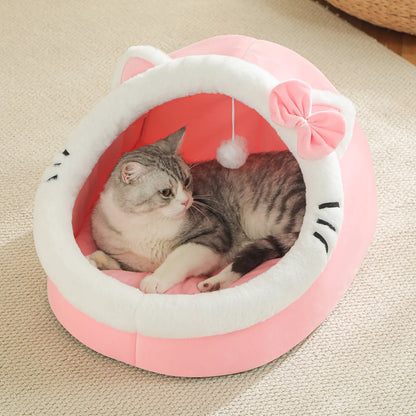 Cosy Plush Cat Cave Bed