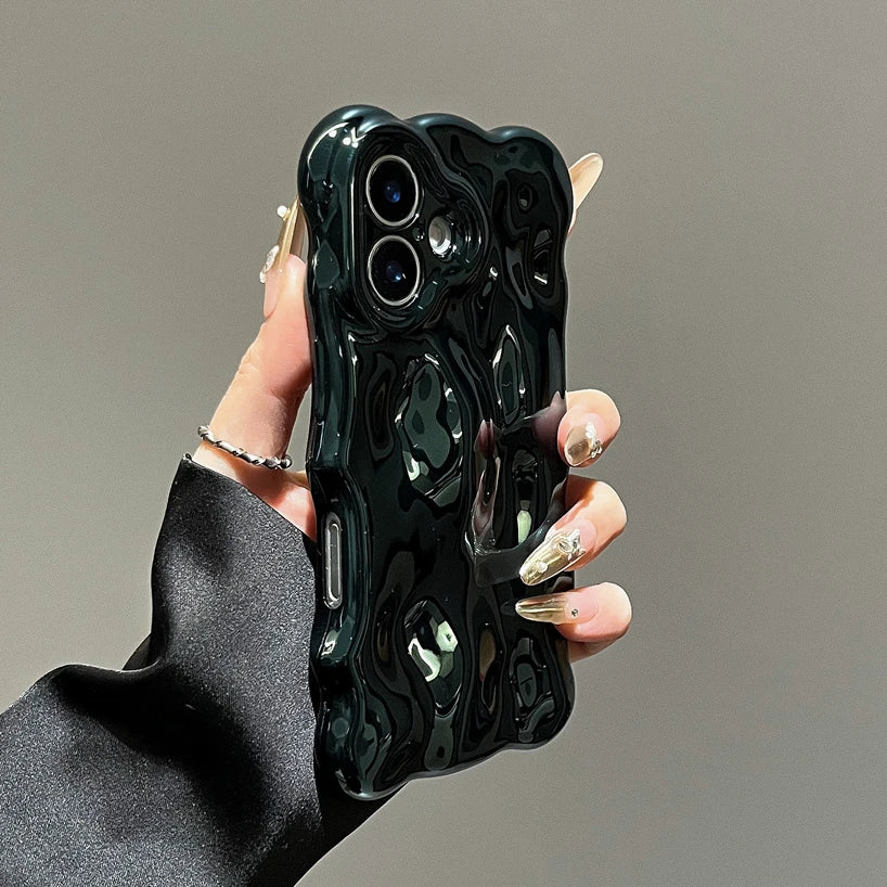 Mobile Phone Case – Glossy Wrinkle Plating Wave Border Case for iPhone