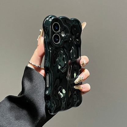 Mobile Phone Case – Glossy Wrinkle Plating Wave Border Case for iPhone