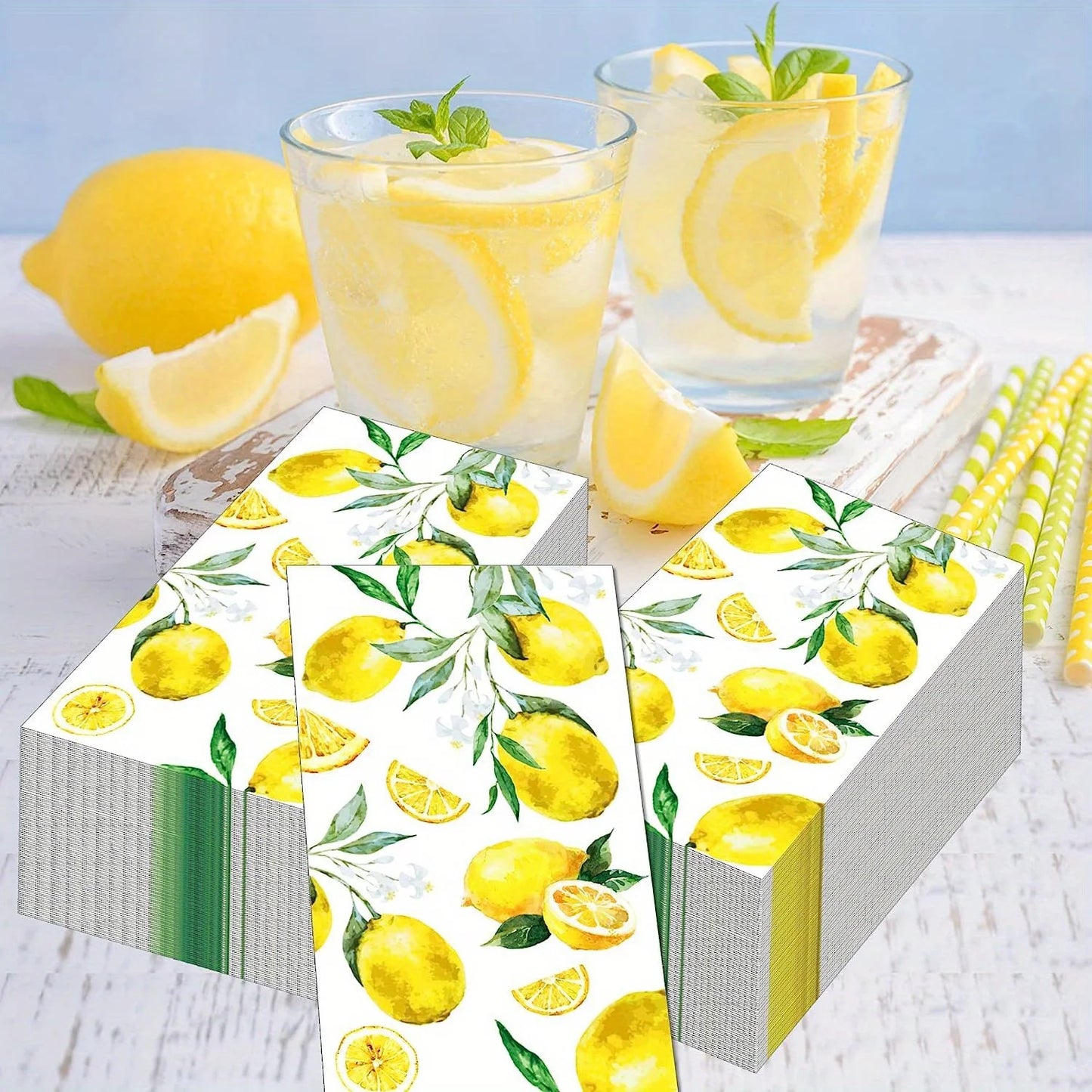 Lemon Print Disposable Paper Napkins