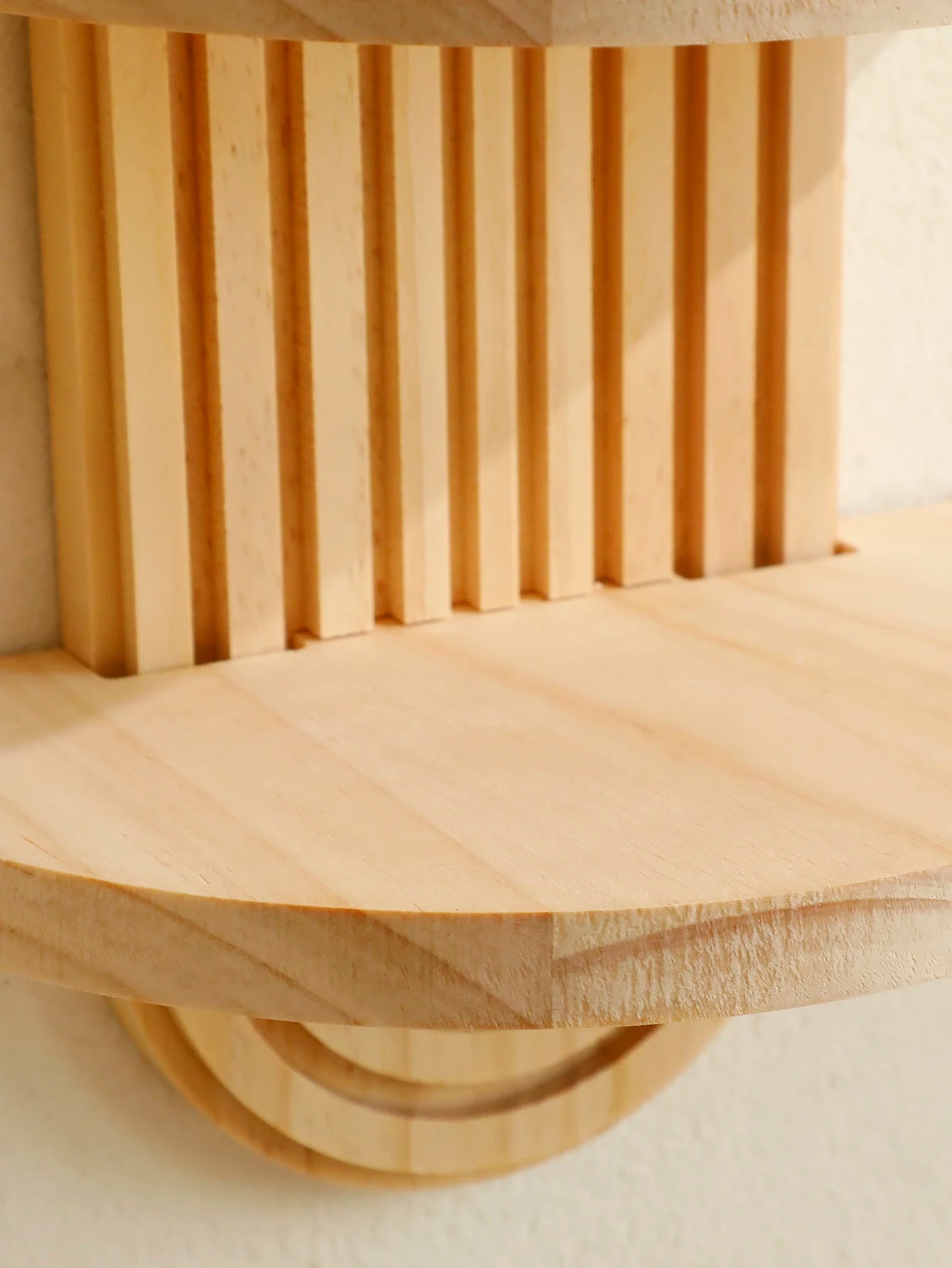 Geometric Natural Wood Wall Mounted Display Shelf