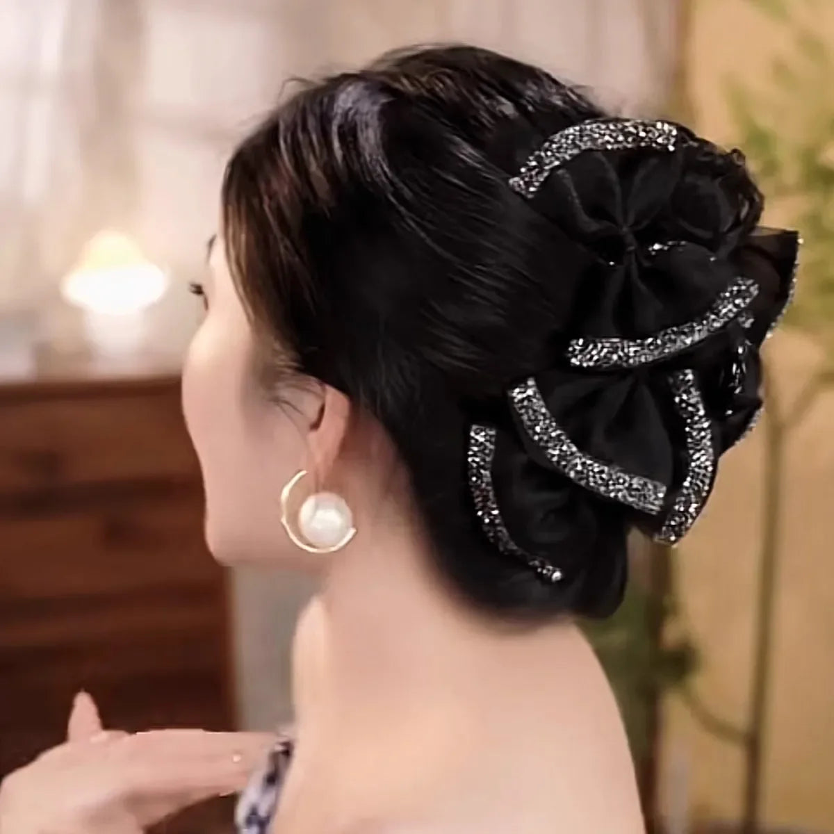 Bowknot Mesh Hair Claw Clip