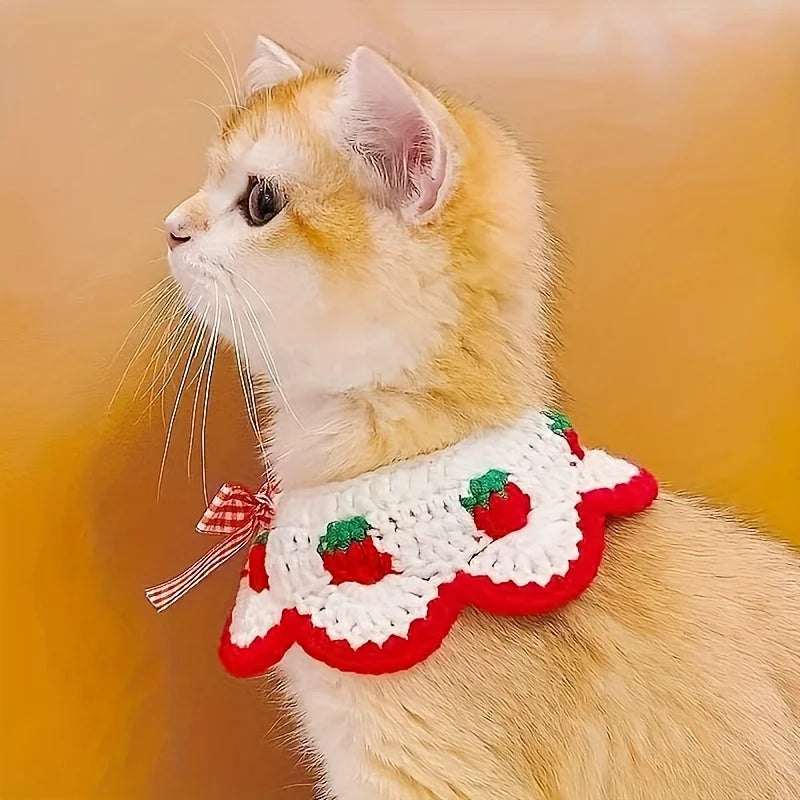 Strawberry Plaid Pet Ruffle Bib