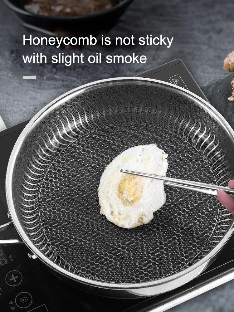 Tri-Ply Stainless Steel Honeycomb Frying Pan
