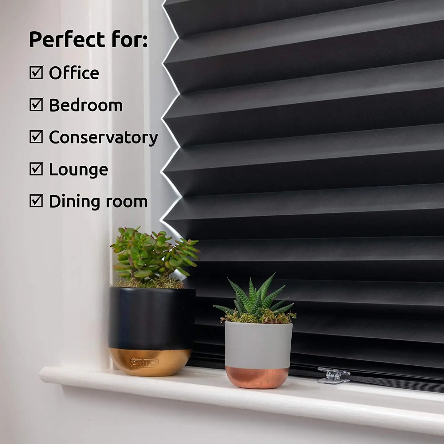 Self-Adhesive Pleated Blackout Window Blind