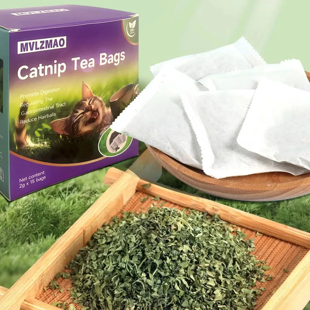 15-Pack Natural Catnip Tea Bags for Cats