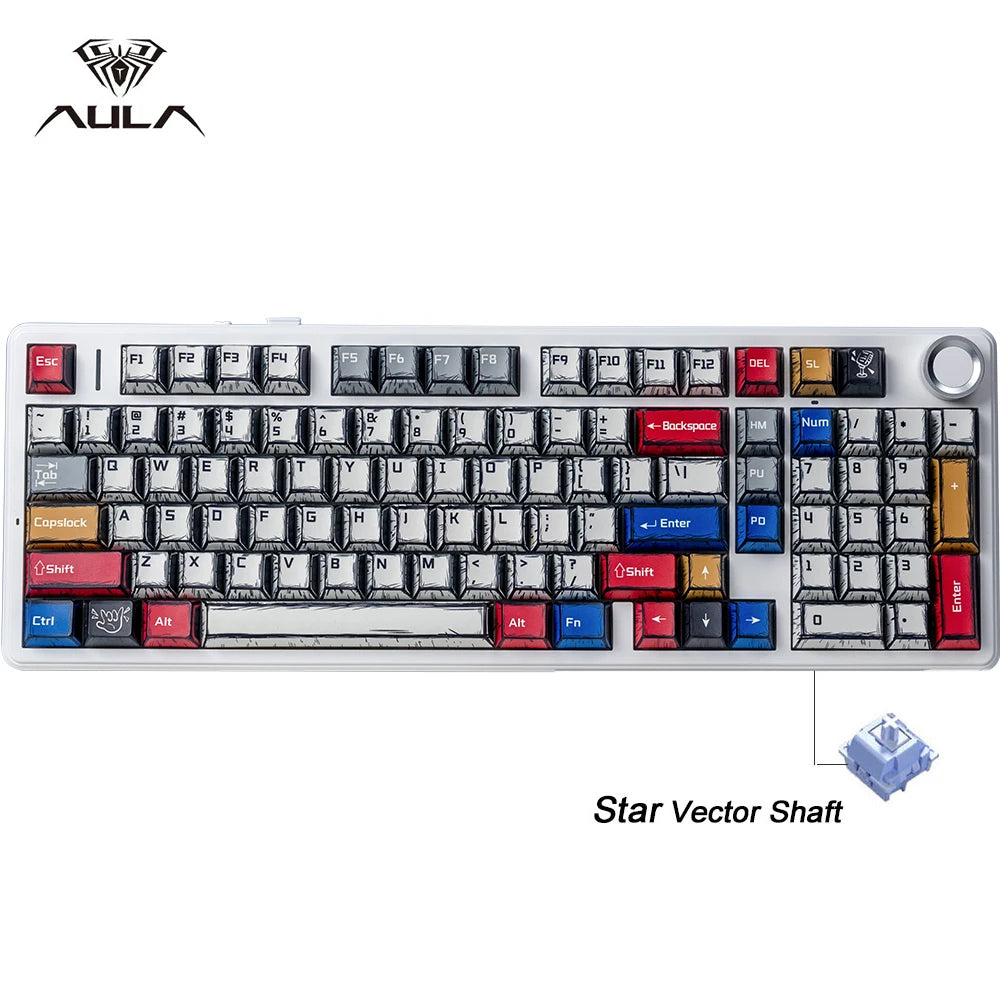 RGB Hot-Swappable Gaming Keyboard with PBT Comic Keycaps