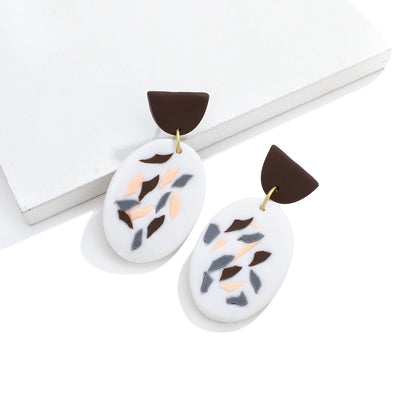 AENSOA  Colorful Painted Pattern Acrylic Drop Earrings