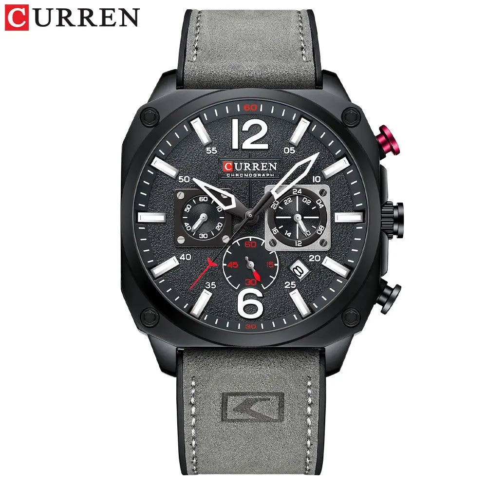CURREN 8398 Men's Leather Quartz Chronograph Watch