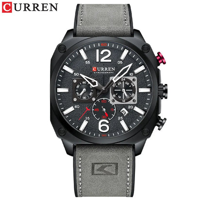 CURREN 8398 Men's Leather Quartz Chronograph Watch