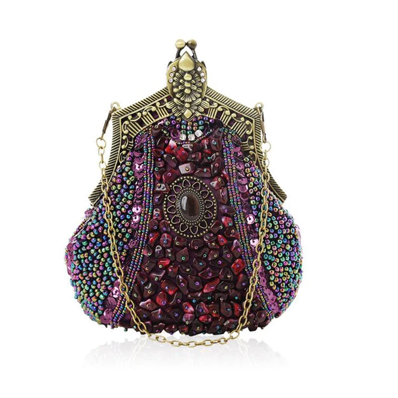 Vintage Beaded Evening Clutch Bag