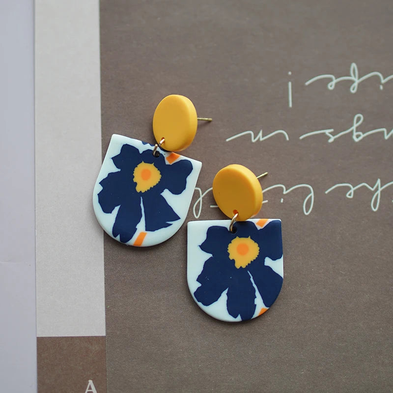 Flower Abstract Art Deco Pattern Earrings