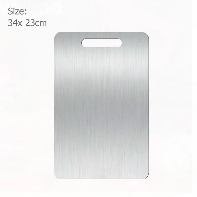 Double-Sided Stainless Steel Chopping Board for Kitchen & Dough Preparation