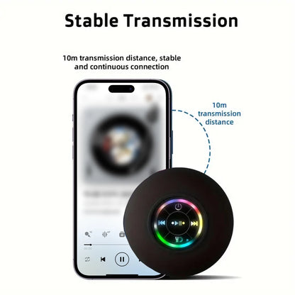 Portable Waterproof Bluetooth Speaker with Suction Cup & LED Lights