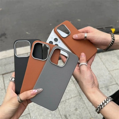 Luxury Matte Leather Phone Case For iPhone