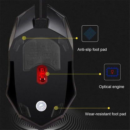 5000 DPI Wired USB Gaming Mouse with LED Lighting