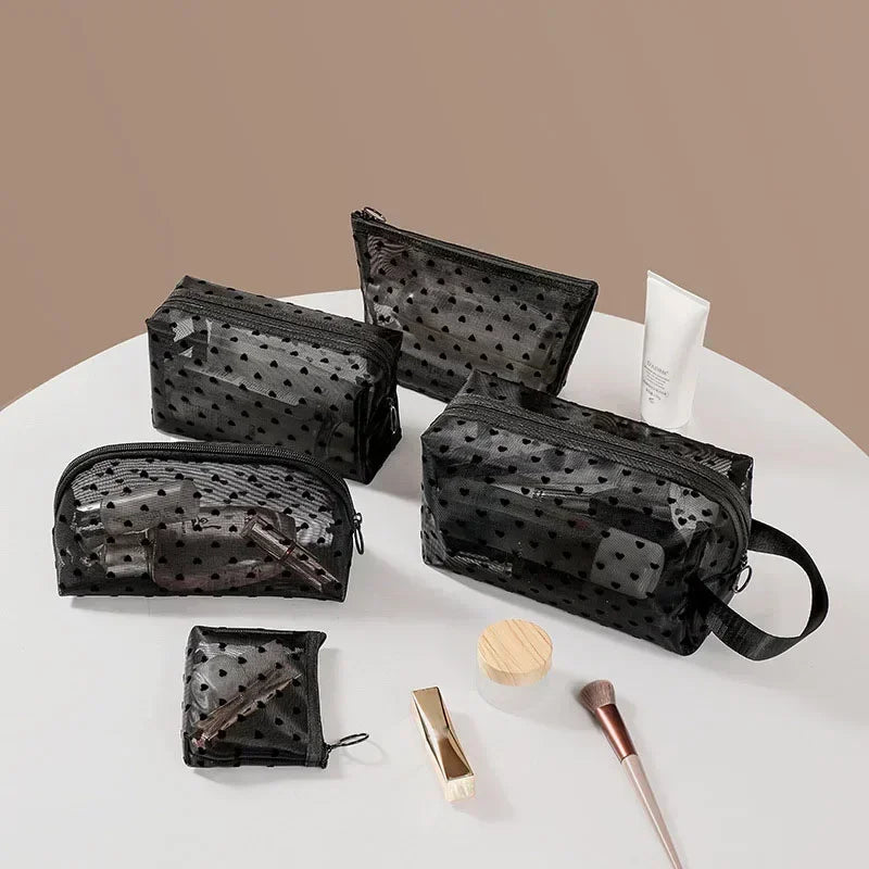 Heart Mesh Cosmetic Toiletry Bag