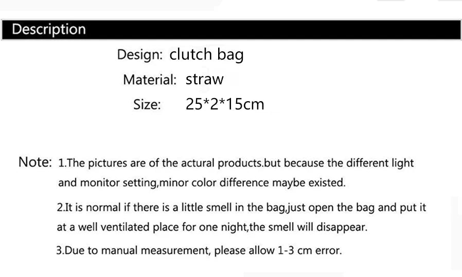 Women’s Handwoven Straw Envelope Clutch Bag
