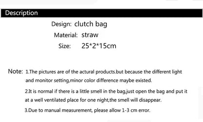 Women’s Handwoven Straw Envelope Clutch Bag