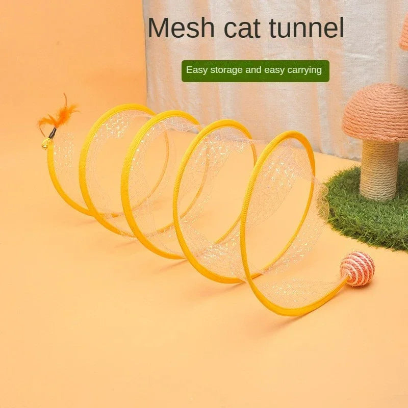 S Shape Foldable Cat Tunnel with Crinkle Balls