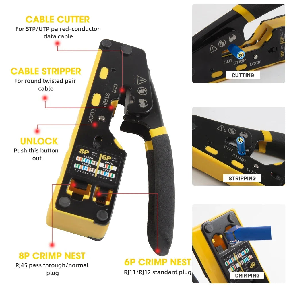 HOMEFISH 6088 RJ45 Network Cable Crimping Tool