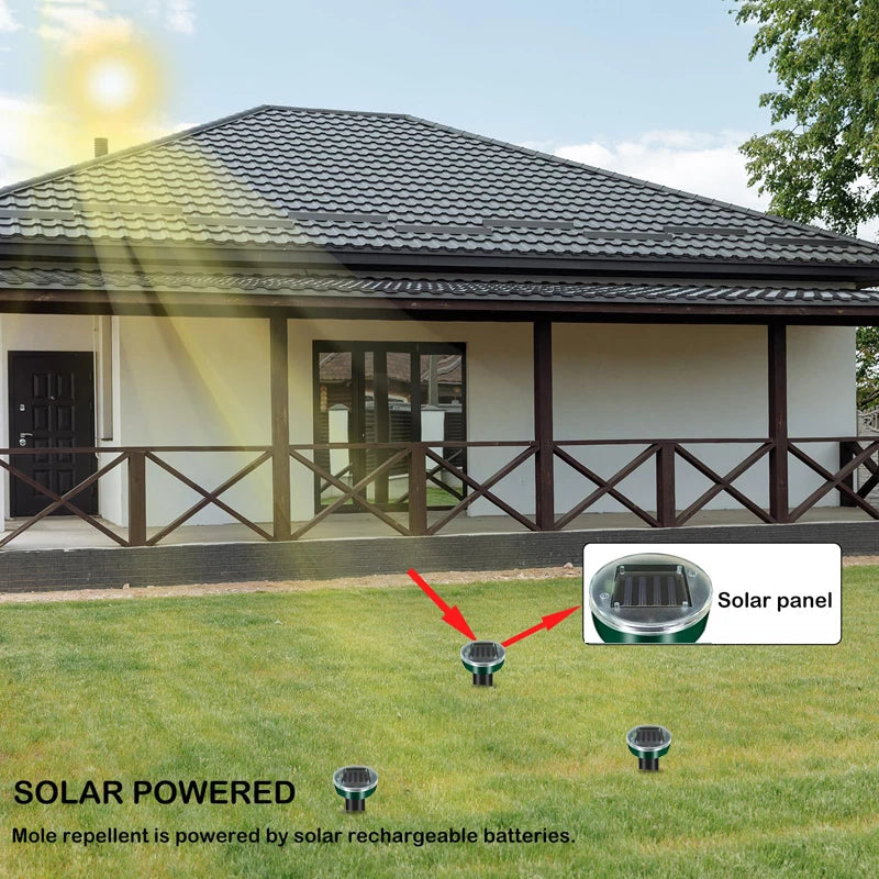 Solar-Powered Ultrasonic Mole, Mouse & Snake Deterrent Stakes