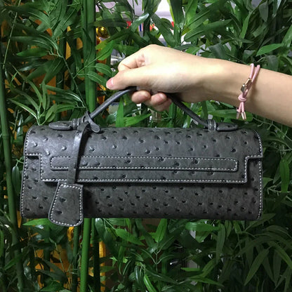 Ostrich Print PU Leather Shoulder Bag