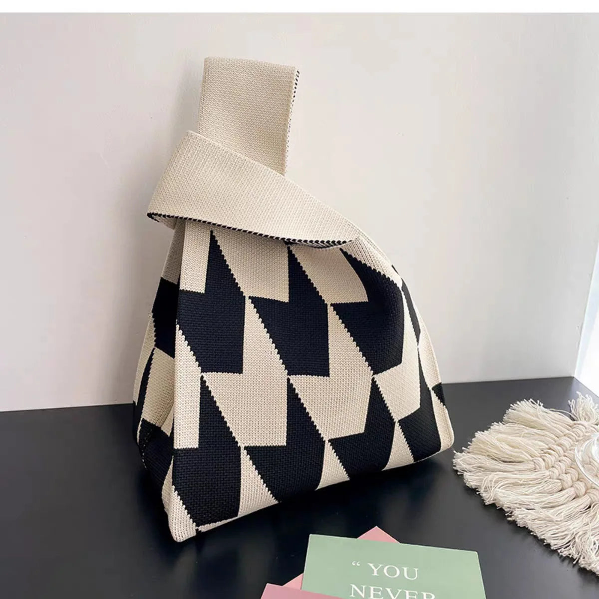 Handmade Knitted Knot Wrist Tote Bag