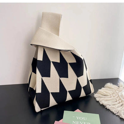 Handmade Knitted Knot Wrist Tote Bag