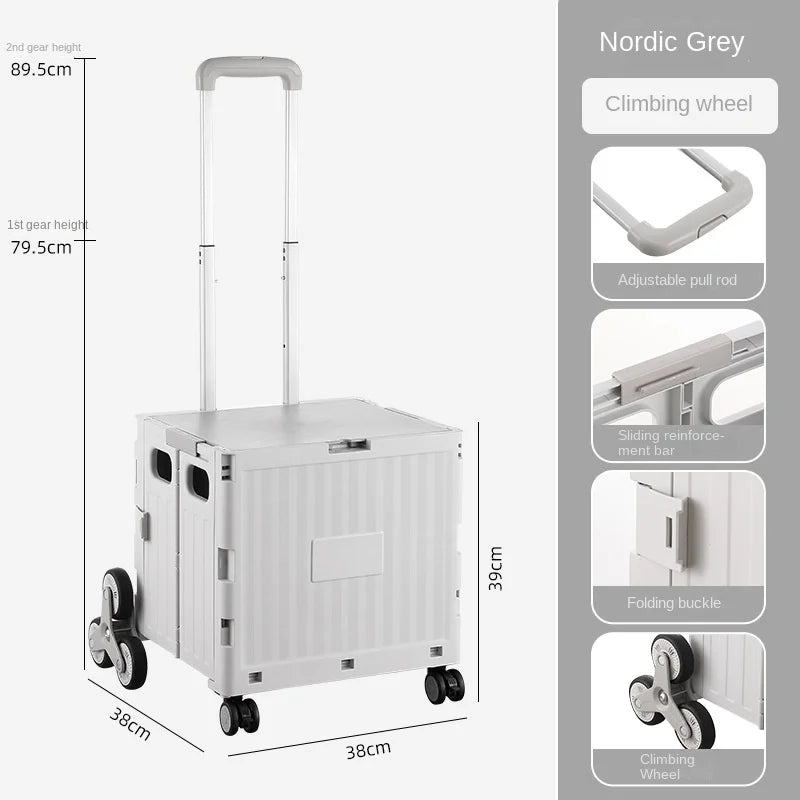 Foldable Camping Trolley Storage Box with Wheels