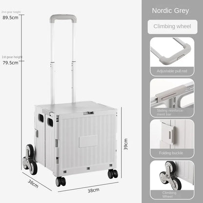 Foldable Camping Trolley Storage Box with Wheels