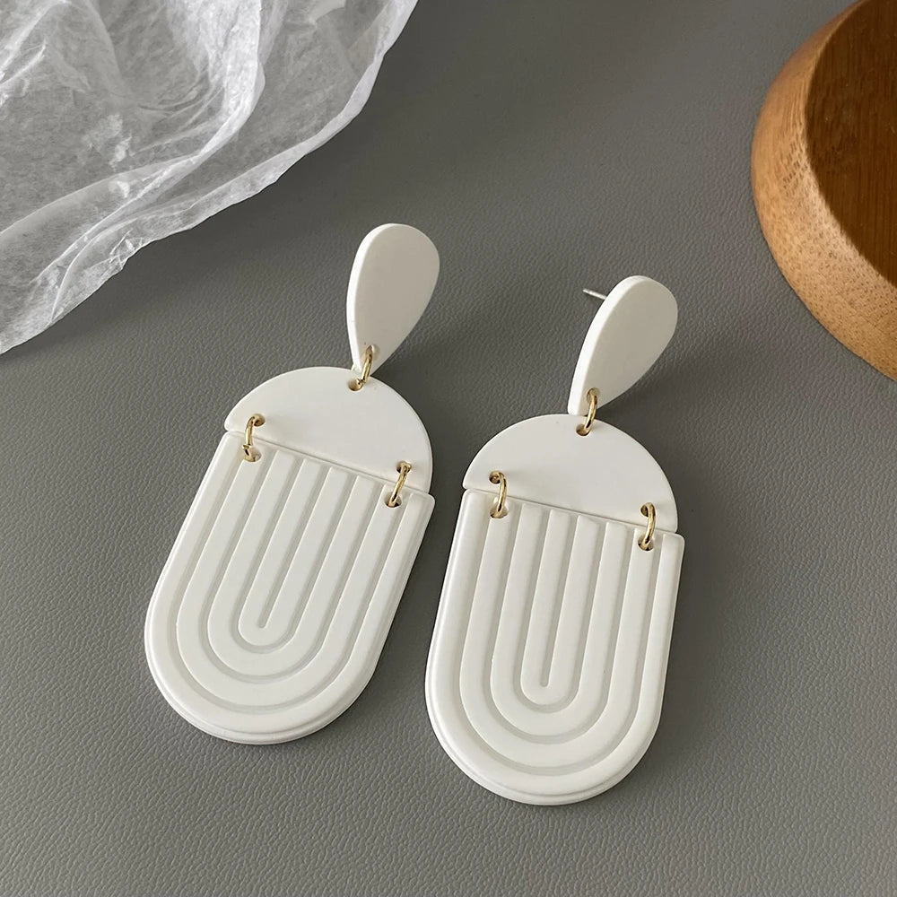 AENSOA  Colorful Painted Pattern Acrylic Drop Earrings