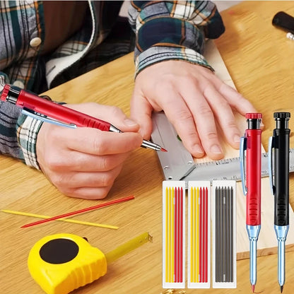 Deep Hole Carpenter Mechanical Pencil Set with 16 Refills