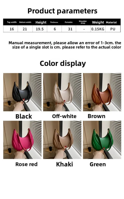 Women’s Half Moon PU Leather Shoulder Bag