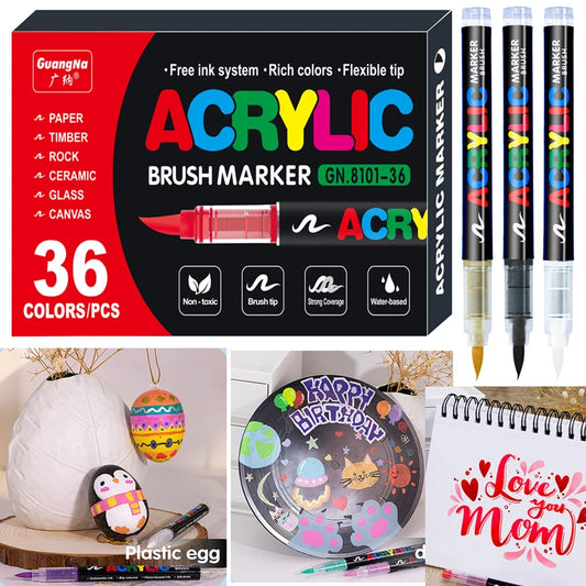 36 Colors Acrylic Paint Marker Pens Set