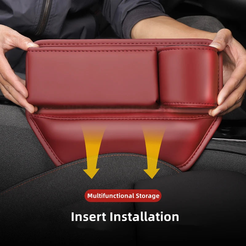 Leather Car Seat Gap Organizer with Storage Pocket