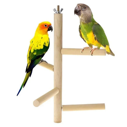 4 Layer Wooden Parrot Swing Ladder Toy