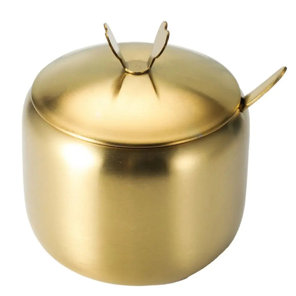 Stainless Steel Sugar Bowl with Lid & Spoon
