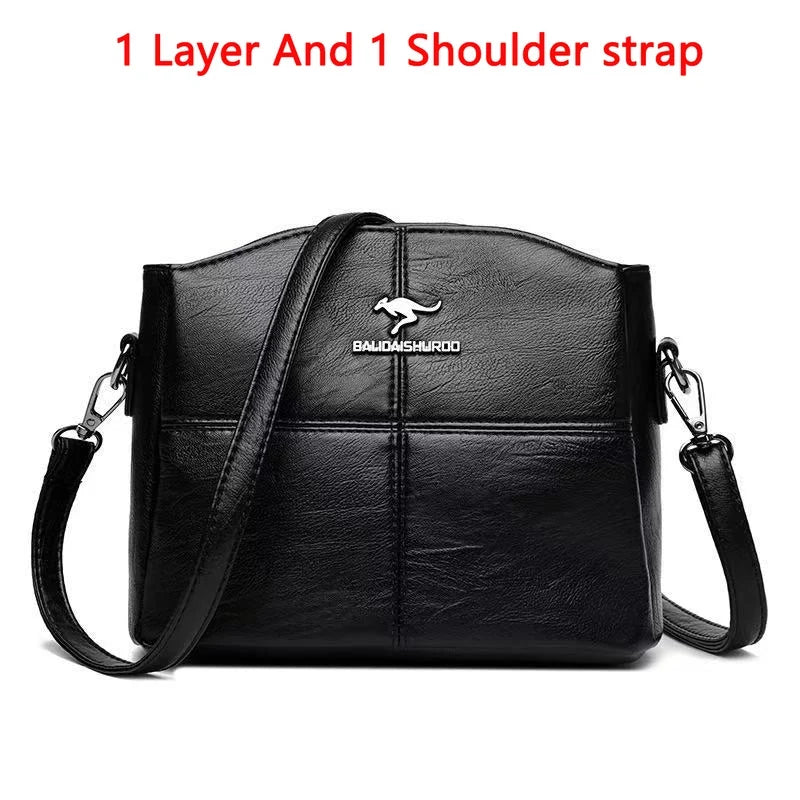 Casual Floral Embossed Leather Crossbody Shoulder Bag