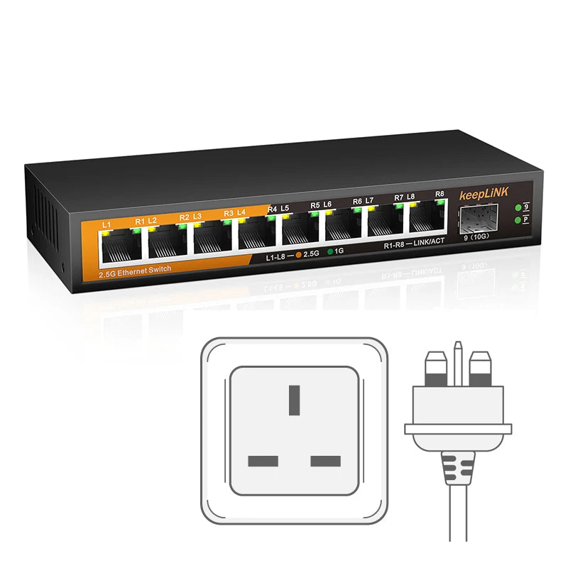 KeepLiNK 9-Port 2.5G Multi-Gigabit Ethernet Switch